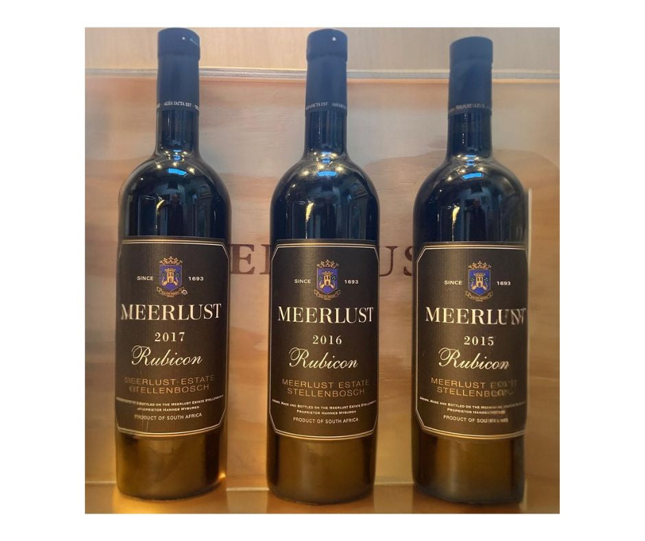 Meerlust Rubicon Trilogy in bespoke Wooden Box ('15, '16, '17 Vintages)